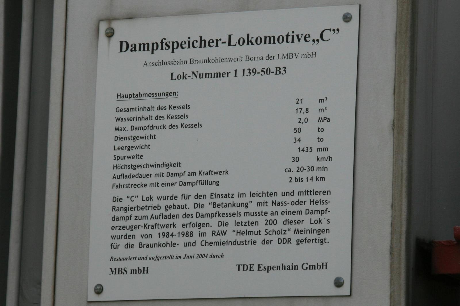  TDE, Espenhain, 29.05.2011, Dampfspeicherlok 