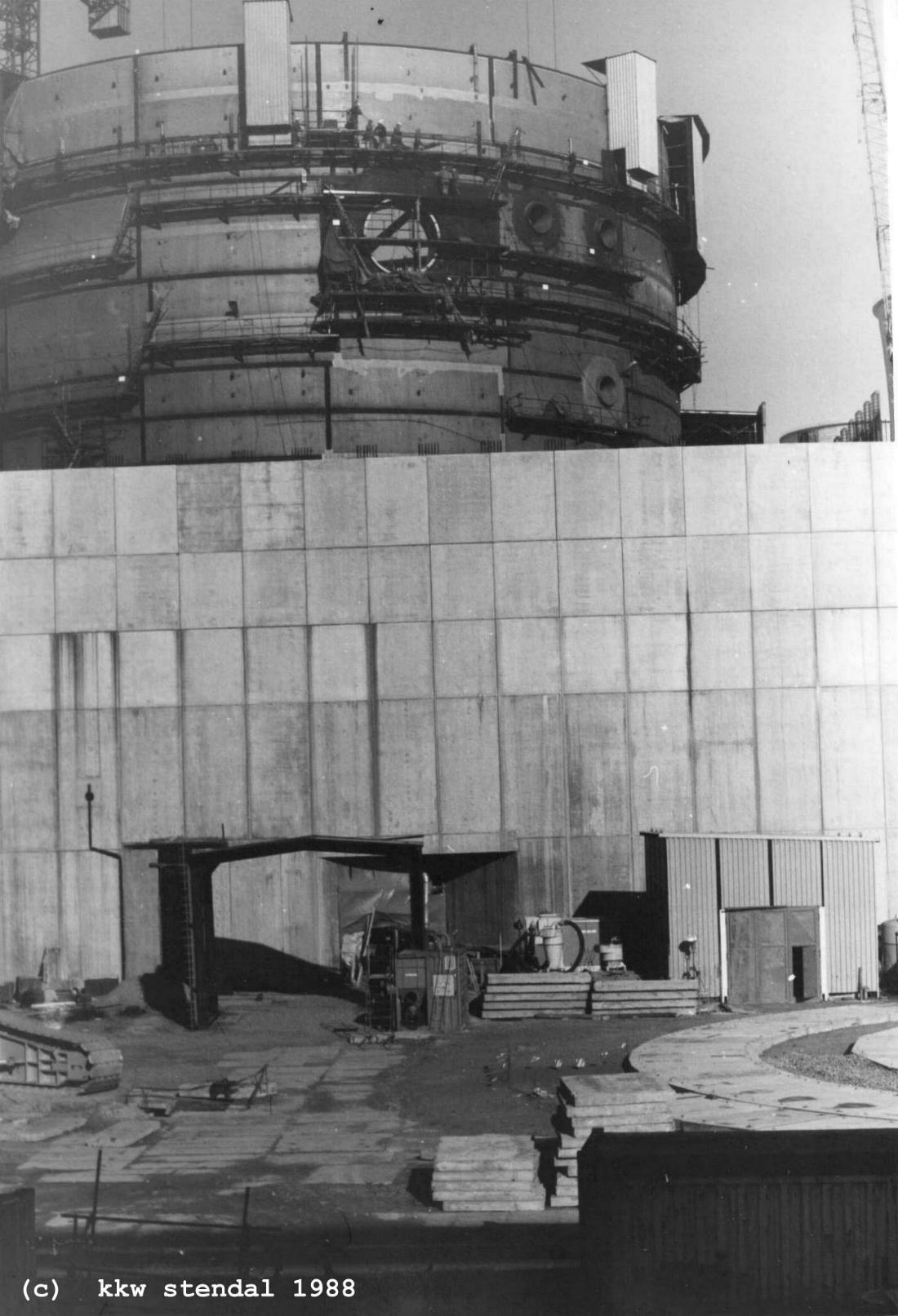  AKW/KKW Stendal 1988, Blick auf die Südseite Reaktorgebäude 1 