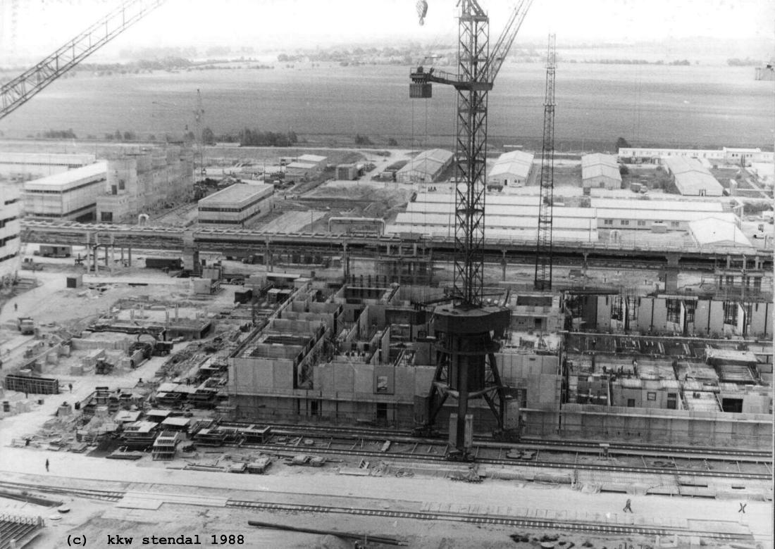  AKW/KKW Stendal 1988, Blick auf die SWA-Gebäude (Spezielle Wasseraufbereitung). 