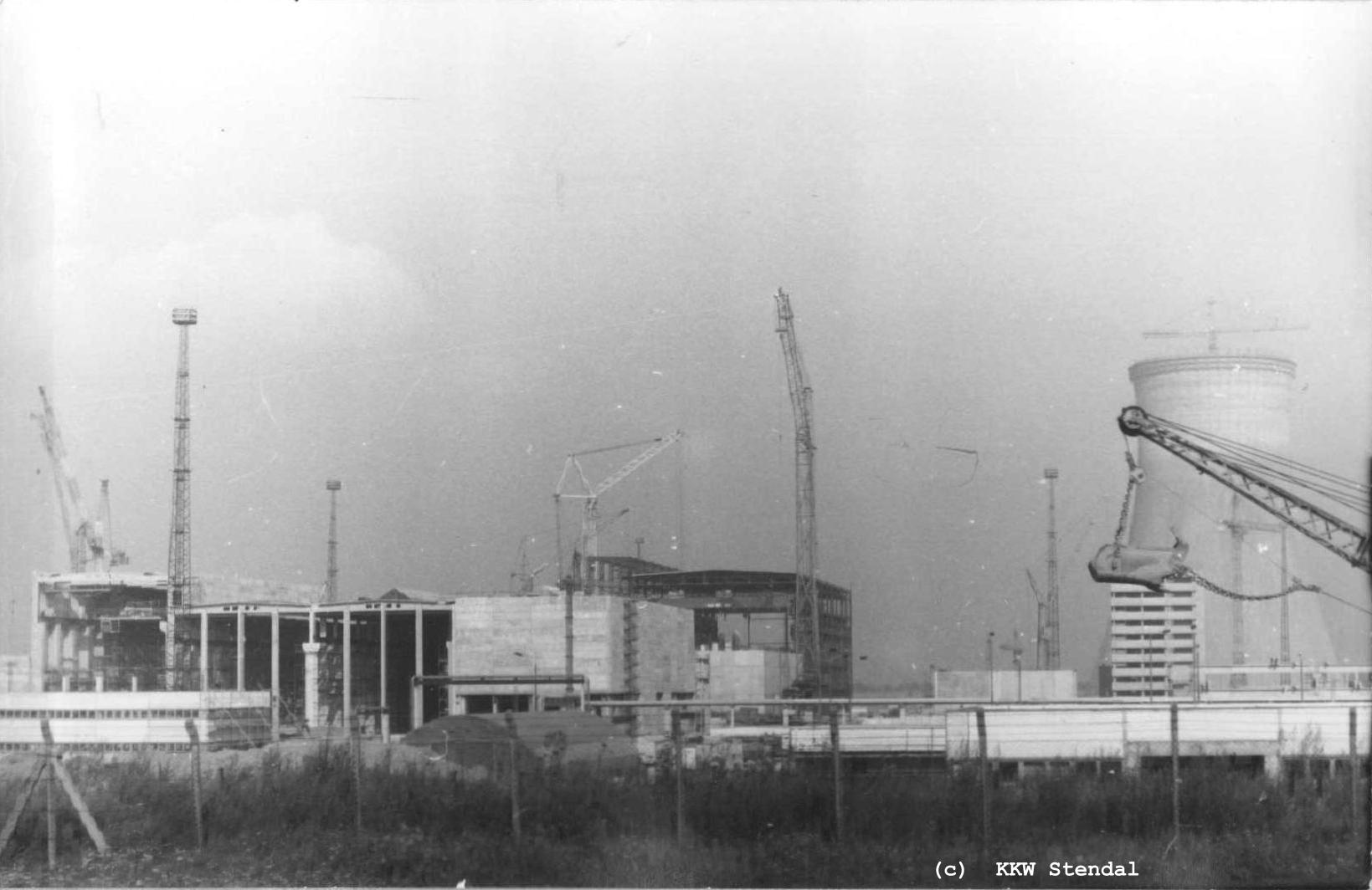  AKW Stendal, Baustelle 1988, Zentrale Aktive Werkstatt, Hauptanlagen 