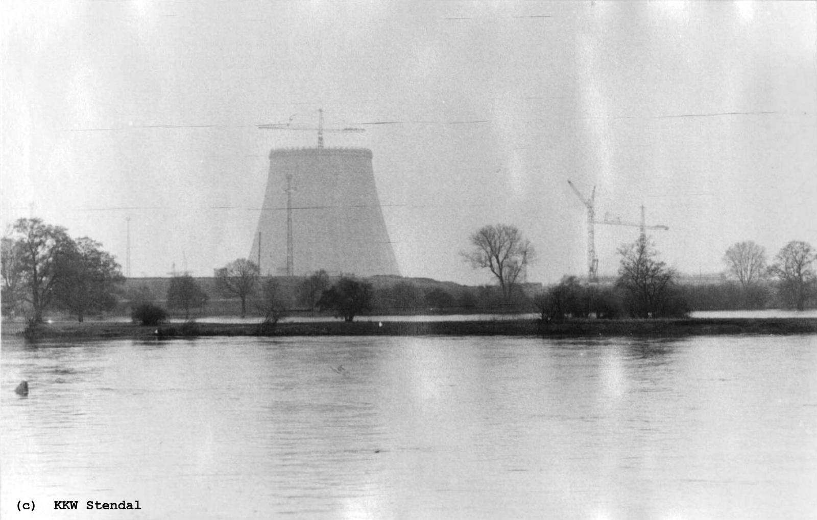  AKW Stendal, Baustelle 1988, Elbe - Hochwasser 